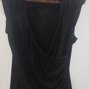 Chico's Slinky Stretch Black Cap-sleeve Top, Size 1
